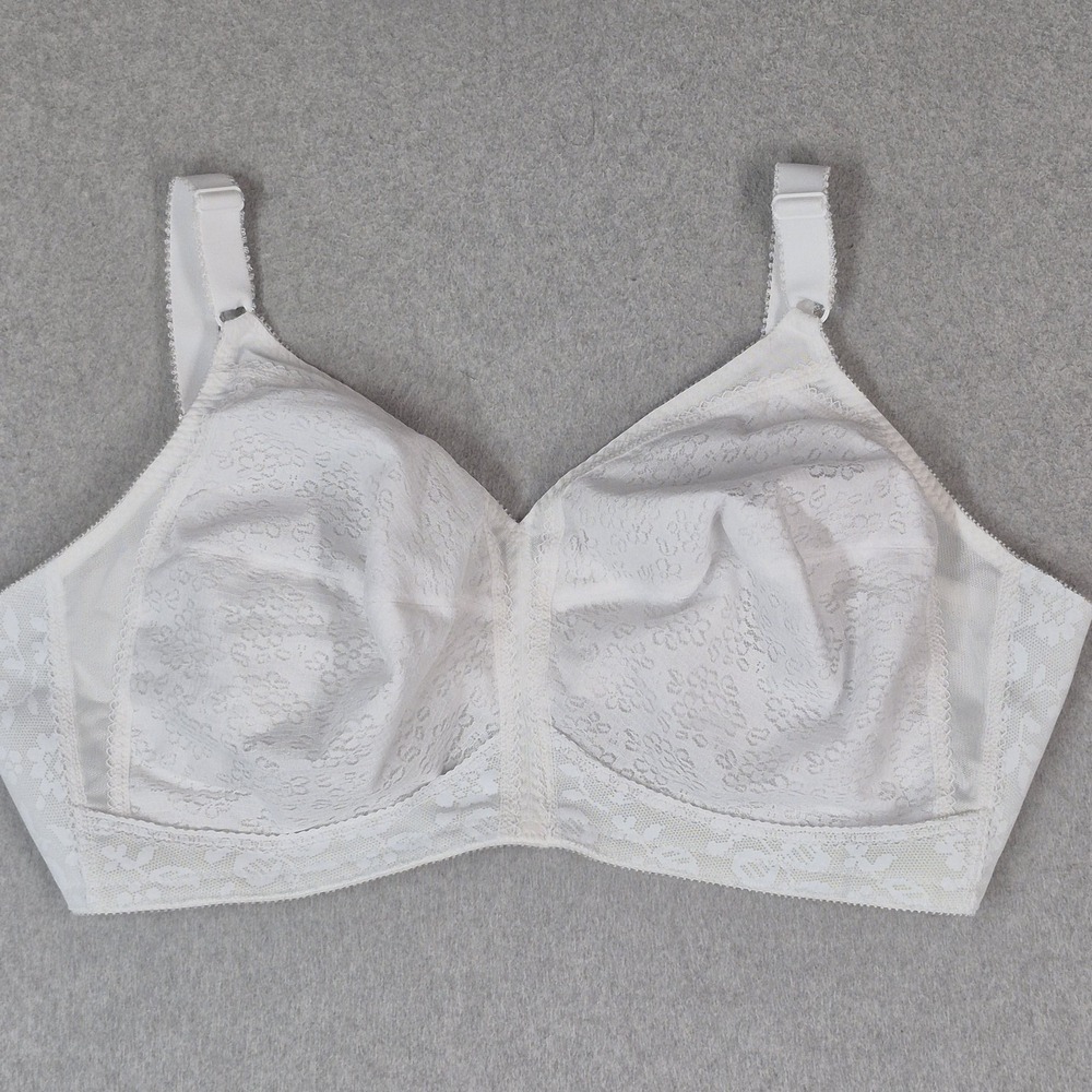 Playtex Women Bra 50D White Floral Full Coverage Wireless Lace Strap